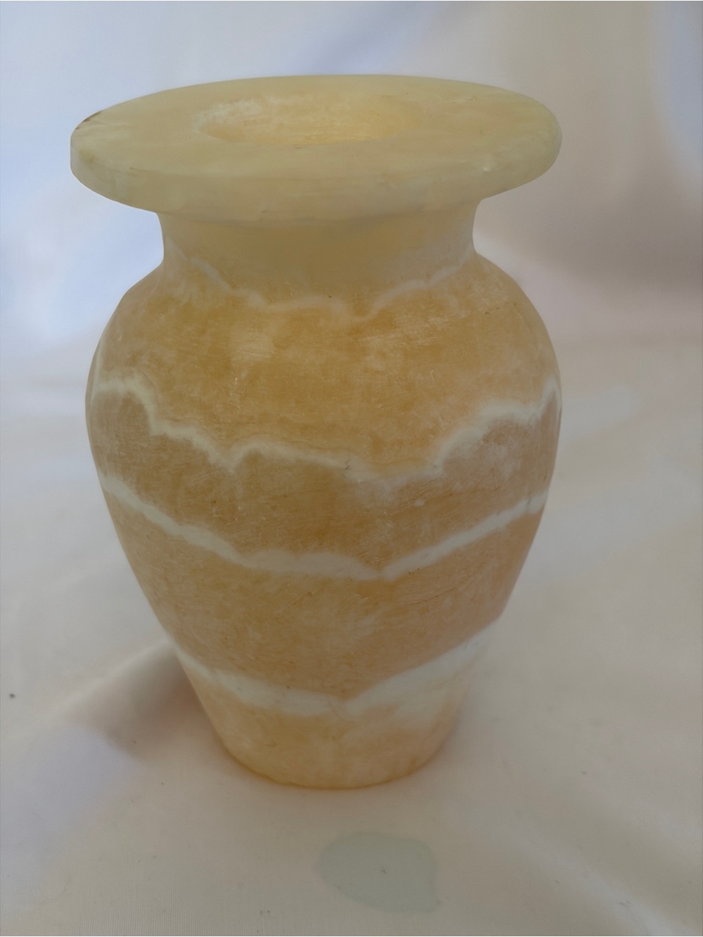 *Vintage* Egyptian Alabaster Carved Vase ~ Flared Lip w/Round Base ~ BEAUTIFUL